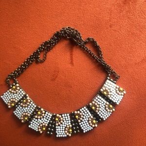 Beaded New York & Co Pink Gold White Necklace